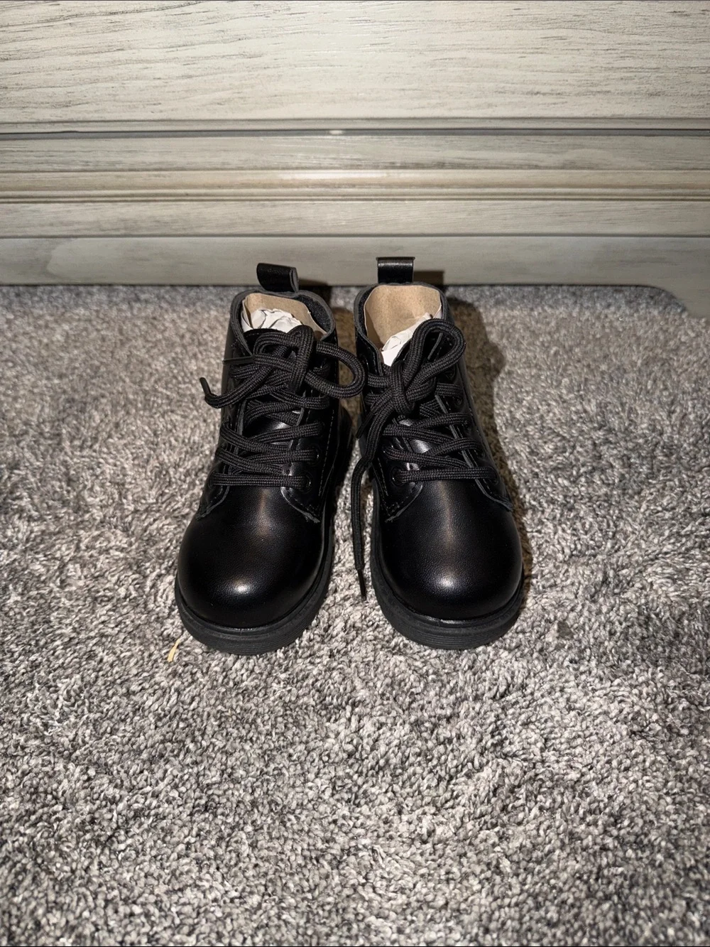Toddler Black Lace-Up Boots
